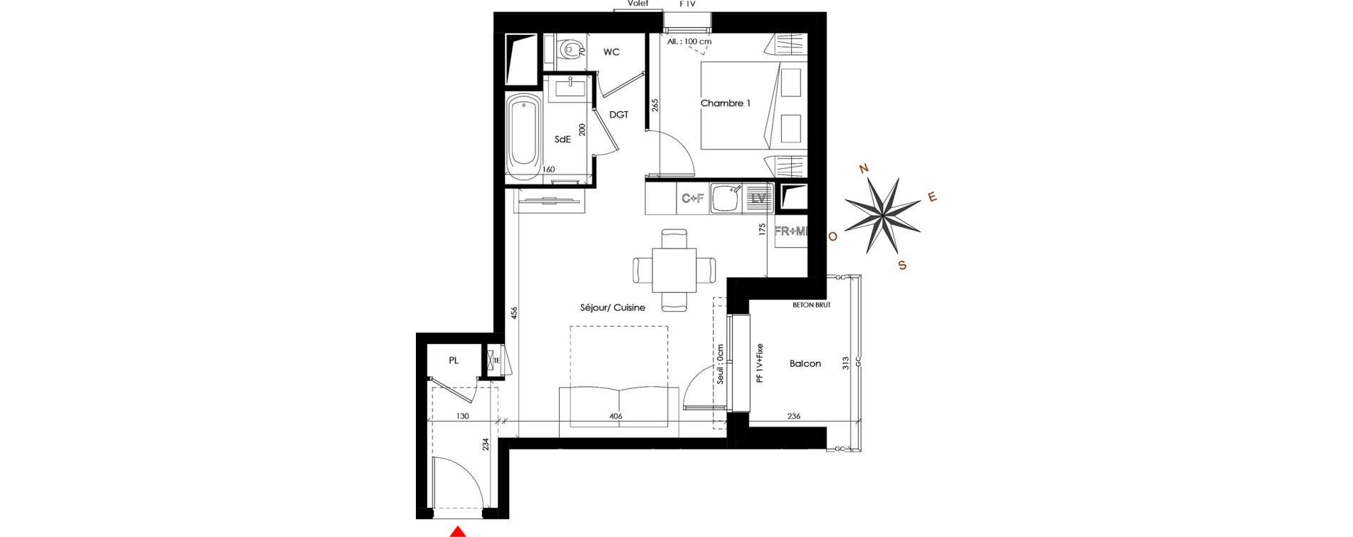 Appartement T2 de 38,44 m2 &agrave; Praz-Sur-Arly Centre
