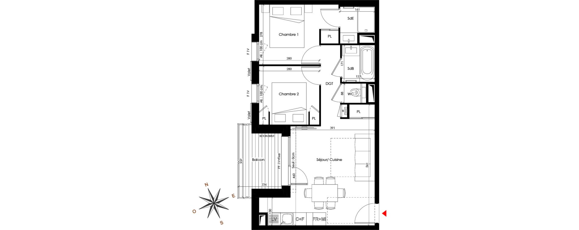 Appartement T3 de 47,03 m2 &agrave; Praz-Sur-Arly Centre