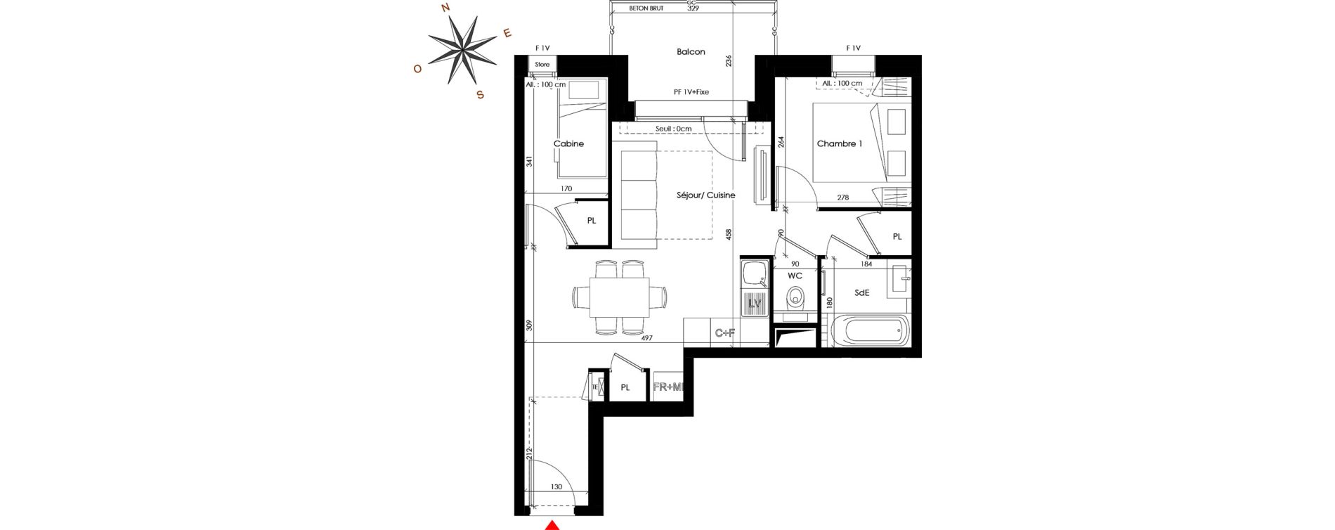 Appartement T3 de 44,12 m2 &agrave; Praz-Sur-Arly Centre