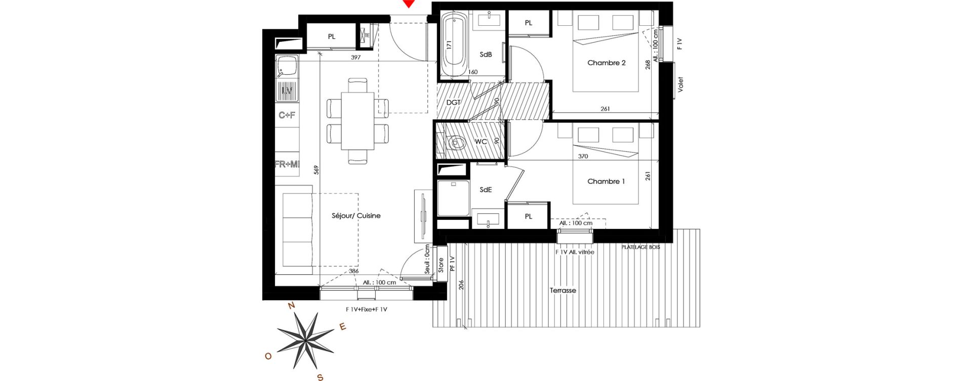 Appartement T3 de 51,22 m2 &agrave; Praz-Sur-Arly Centre