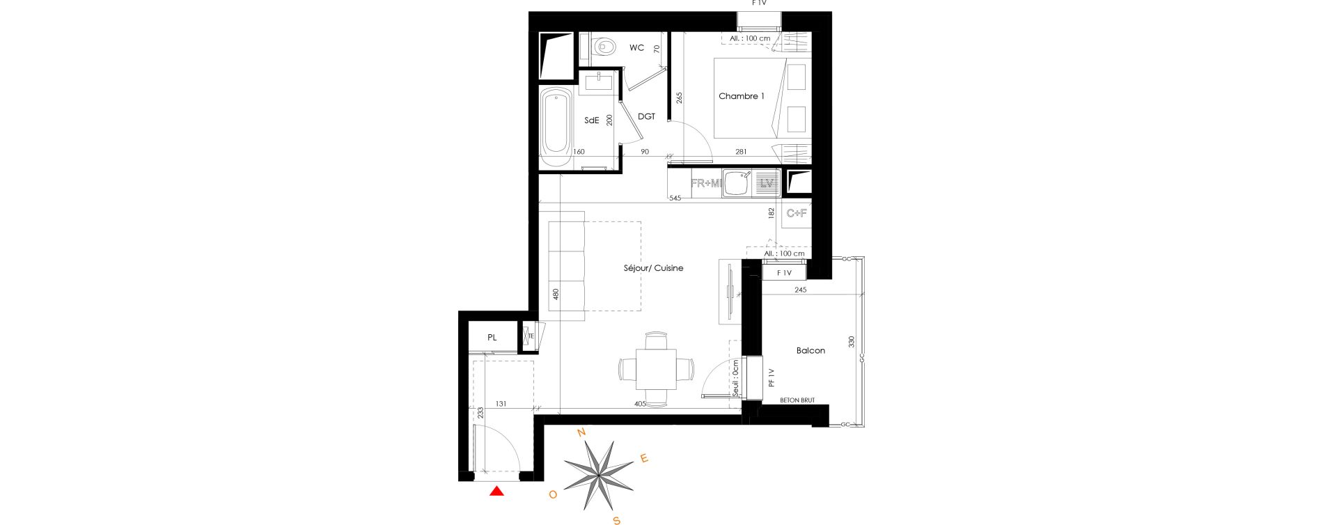 Appartement T2 de 38,96 m2 à Praz-Sur-Arly Centre