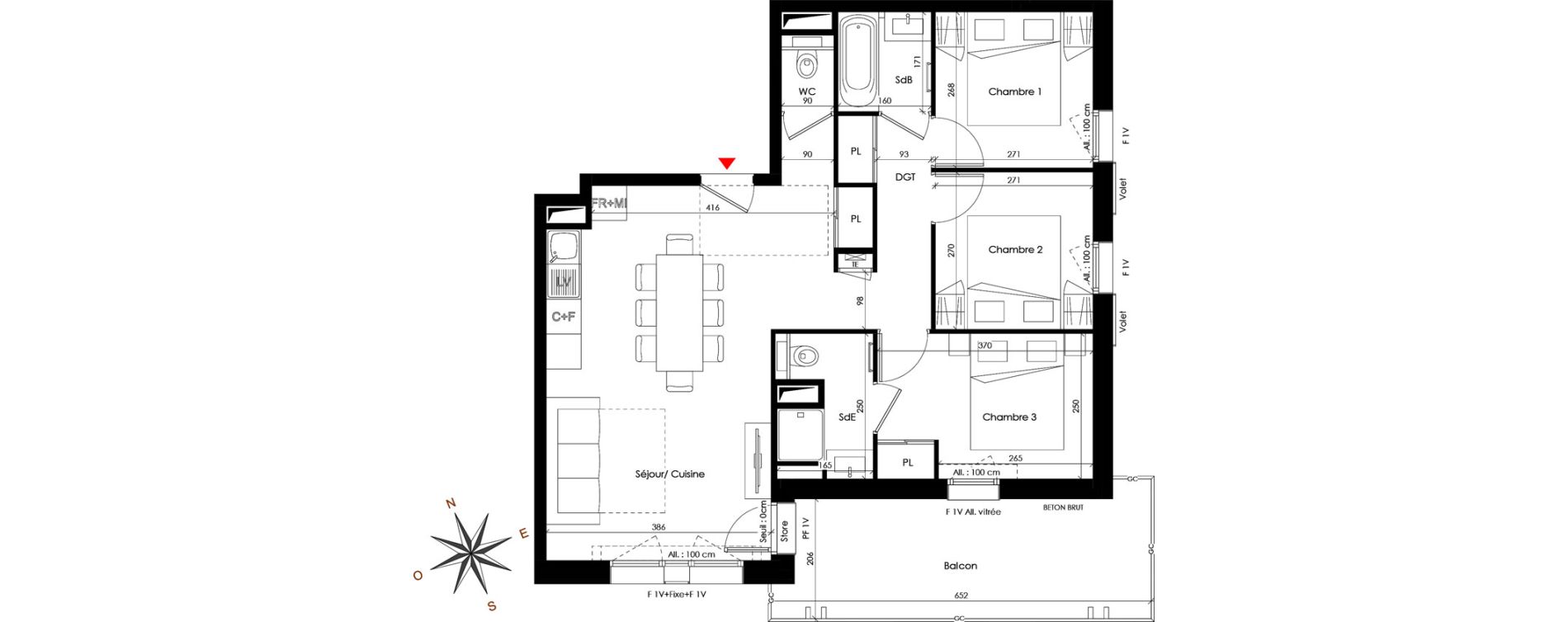Appartement T4 de 64,36 m2 &agrave; Praz-Sur-Arly Centre