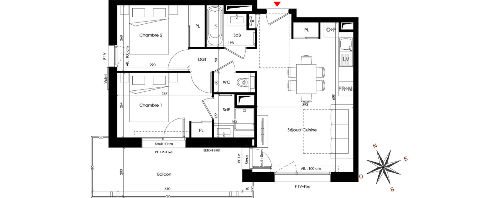 Appartement T3 de 52,12 m2 &agrave; Praz-Sur-Arly Centre