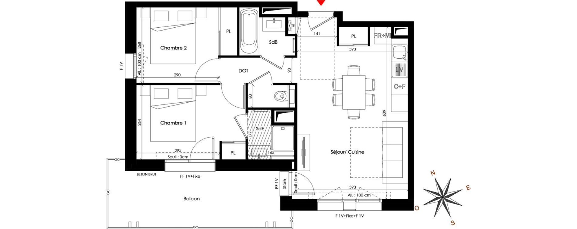 Appartement T3 de 52,15 m2 &agrave; Praz-Sur-Arly Centre