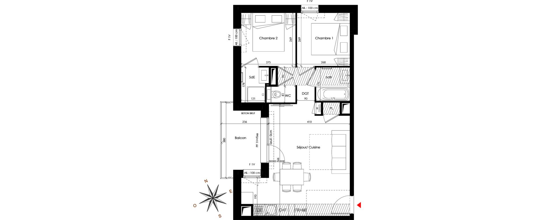 Appartement T3 de 48,44 m2 &agrave; Praz-Sur-Arly Centre
