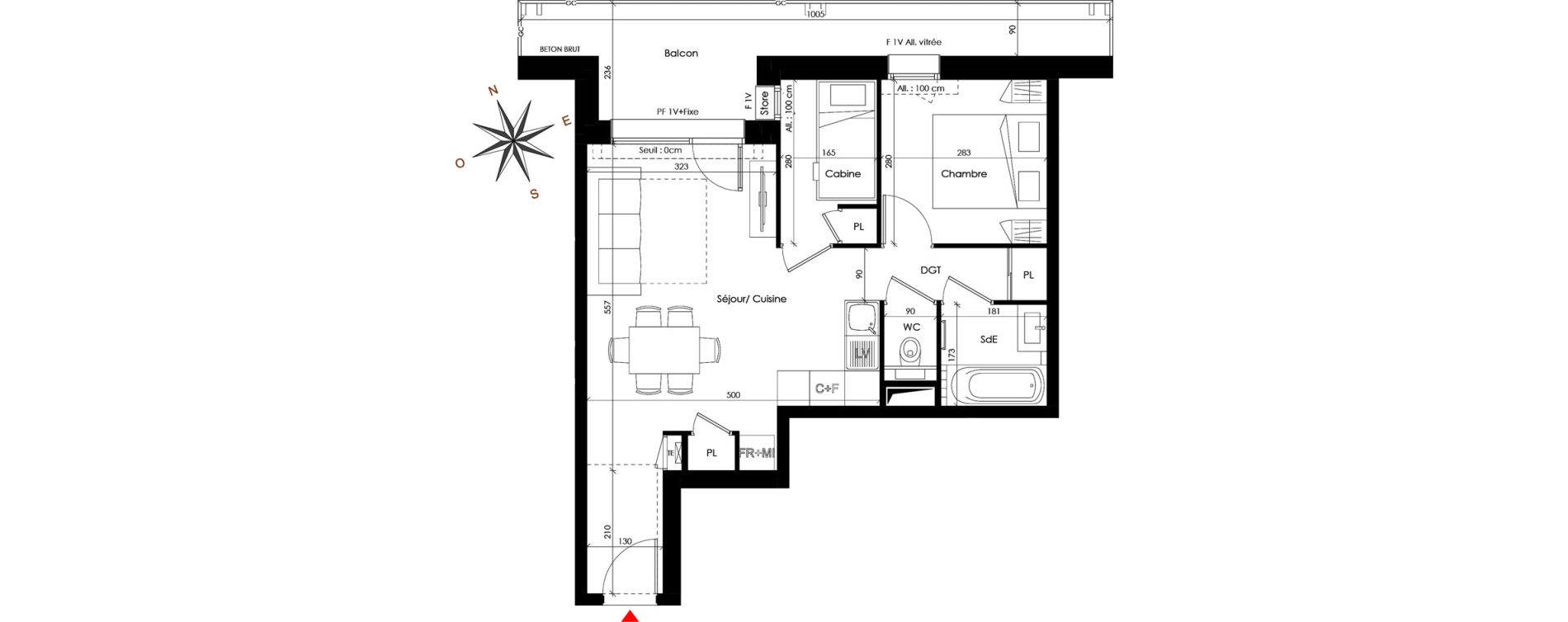 Appartement T3 de 44,34 m2 &agrave; Praz-Sur-Arly Centre