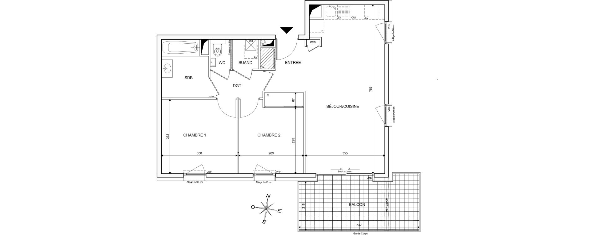 Appartement T3 de 62,09 m2 &agrave; Publier Centre