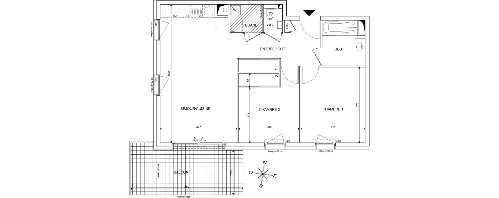 Appartement T3 de 62,11 m2 &agrave; Publier Centre