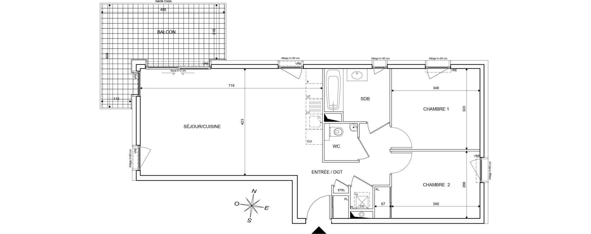 Appartement T3 de 66,61 m2 &agrave; Publier Centre