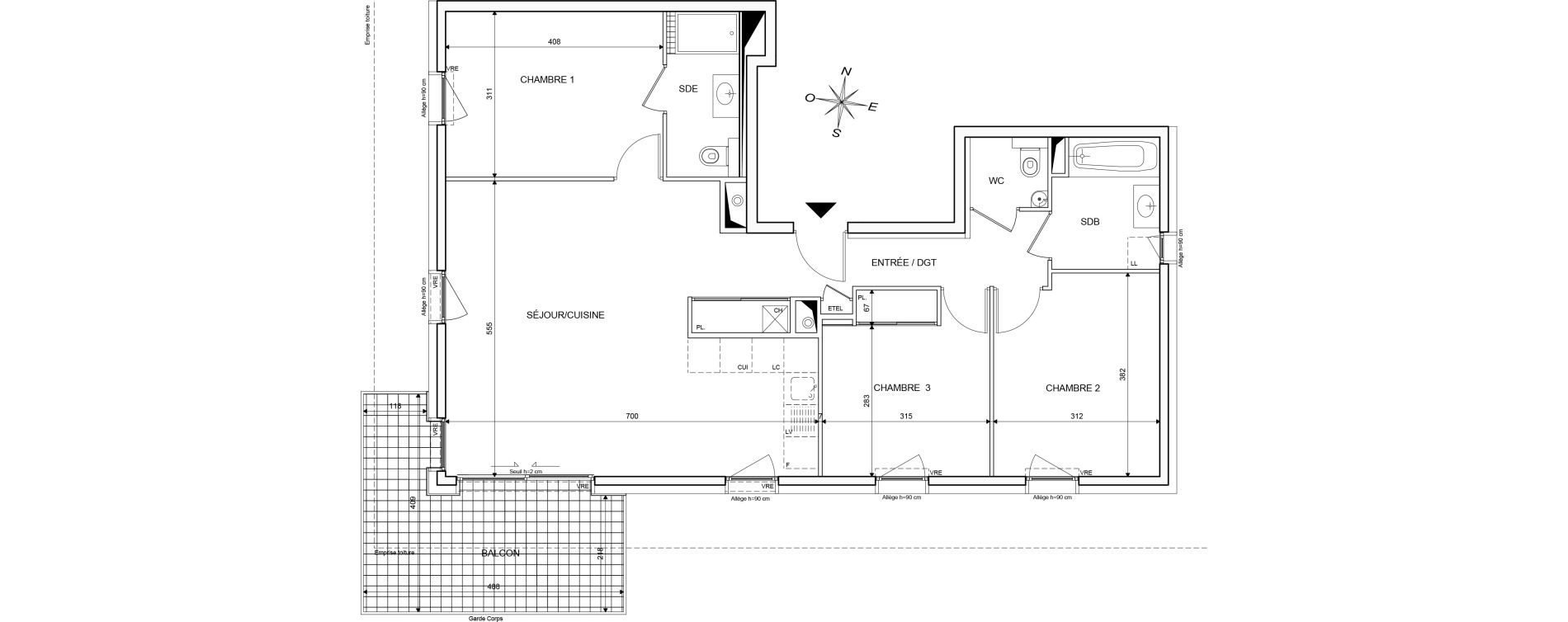 Appartement T4 de 86,75 m2 &agrave; Publier Centre