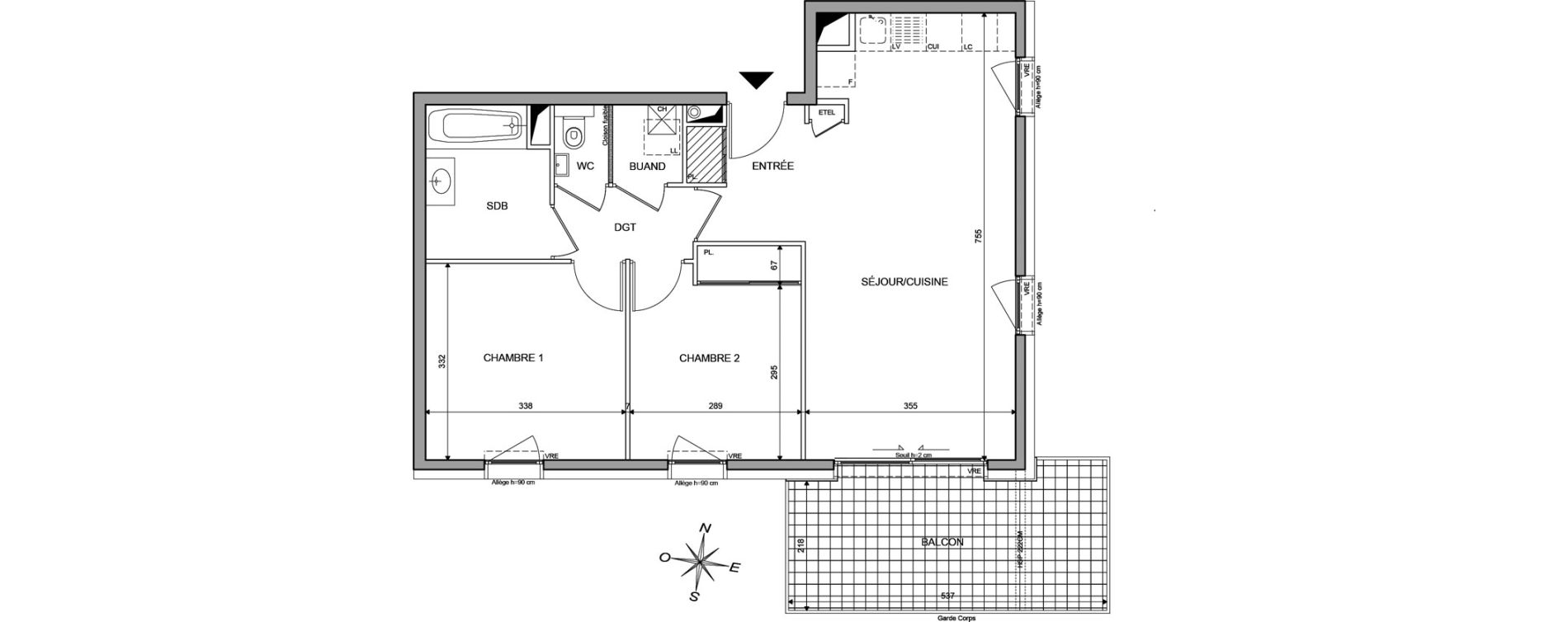 Appartement T3 de 62,09 m2 &agrave; Publier Centre