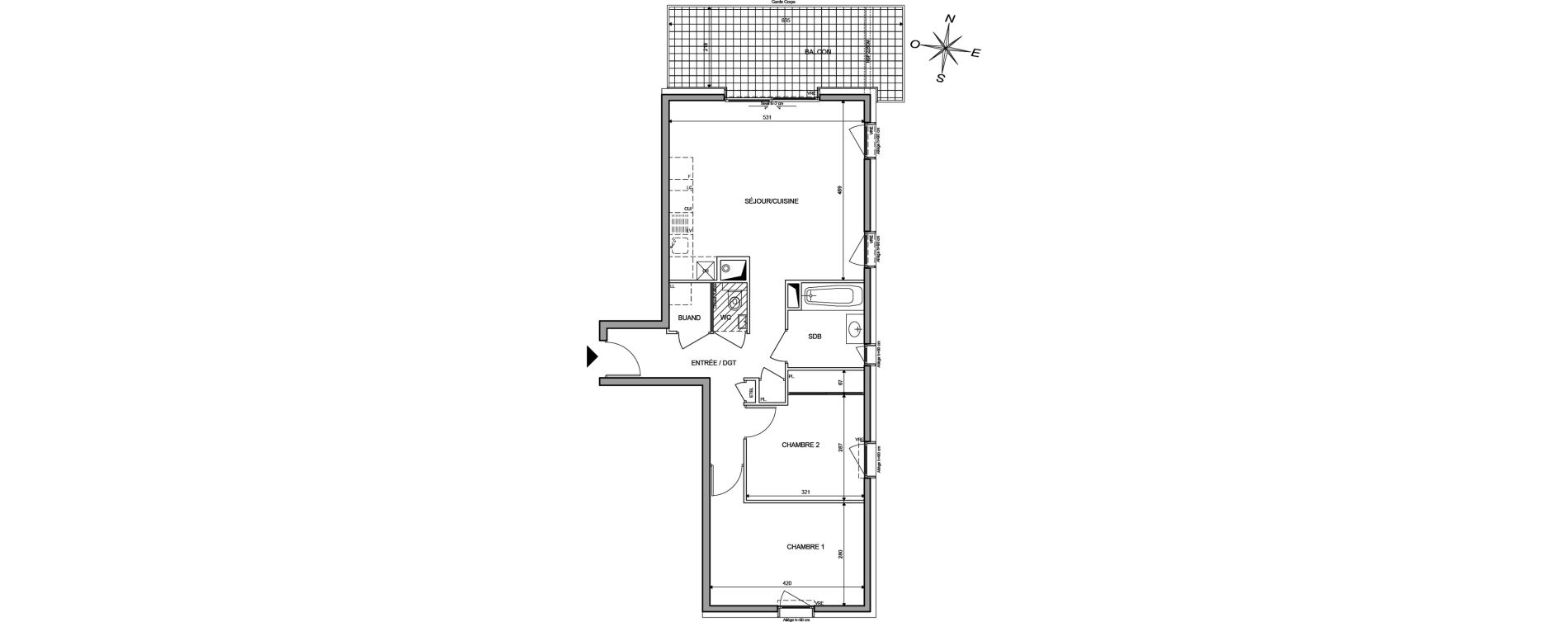 Appartement T3 de 65,70 m2 &agrave; Publier Centre