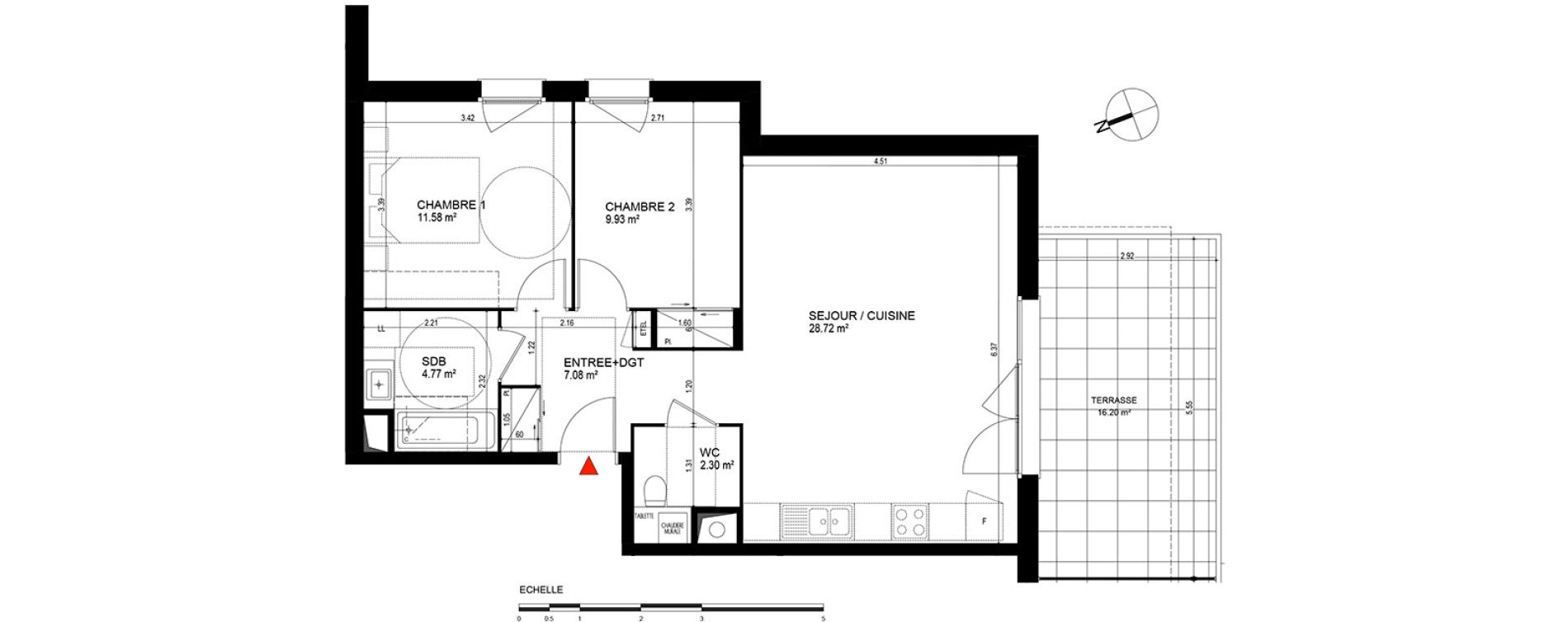 Appartement T3 de 64,38 m2 &agrave; Publier Centre