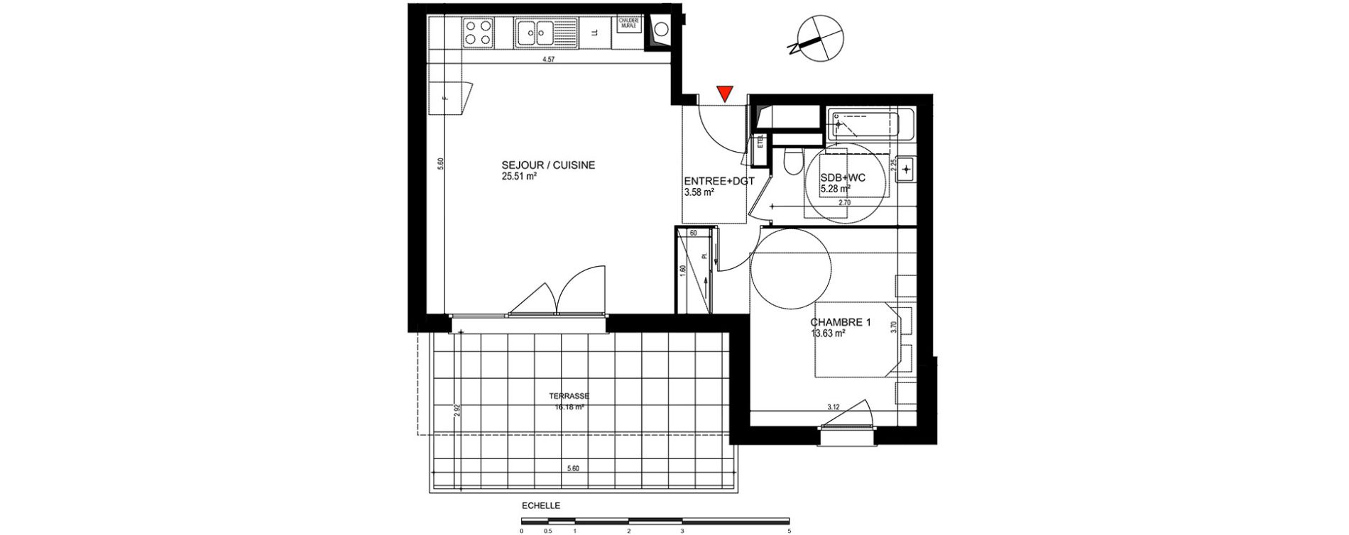 Appartement T2 de 48,00 m2 &agrave; Publier Centre