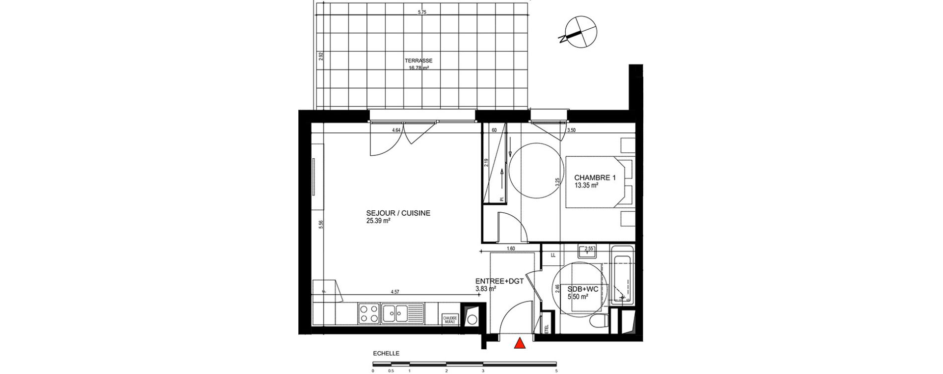 Appartement T2 de 48,07 m2 &agrave; Publier Centre
