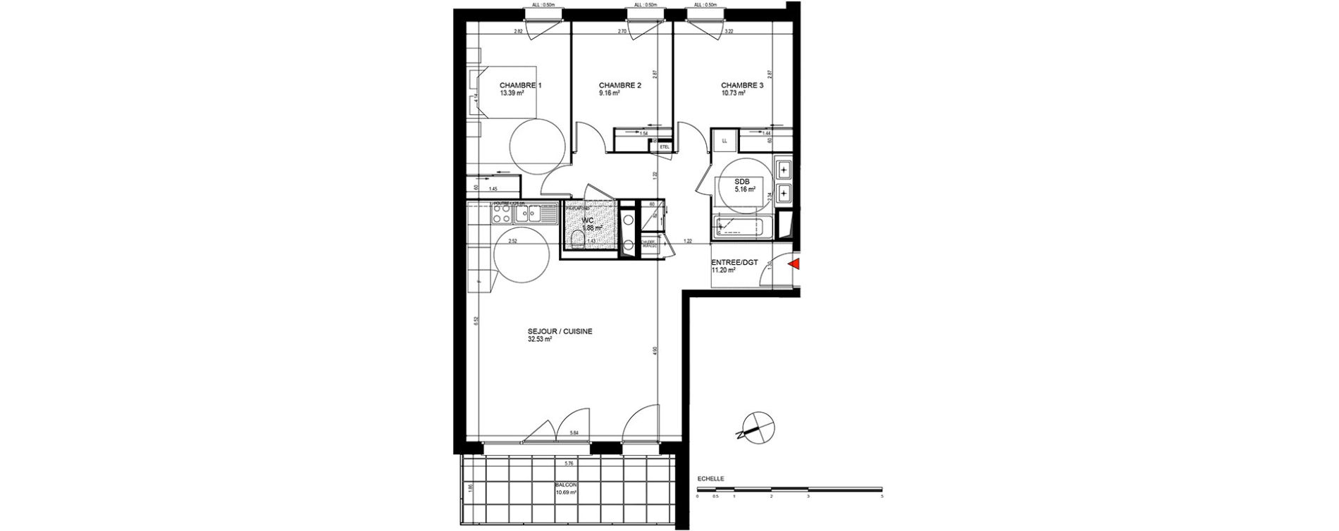 Appartement T4 de 84,05 m2 &agrave; Publier Centre