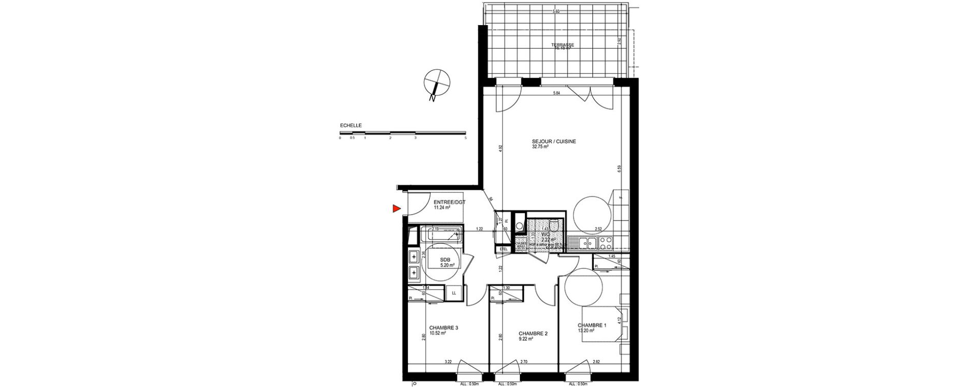 Appartement T4 de 84,35 m2 &agrave; Publier Centre