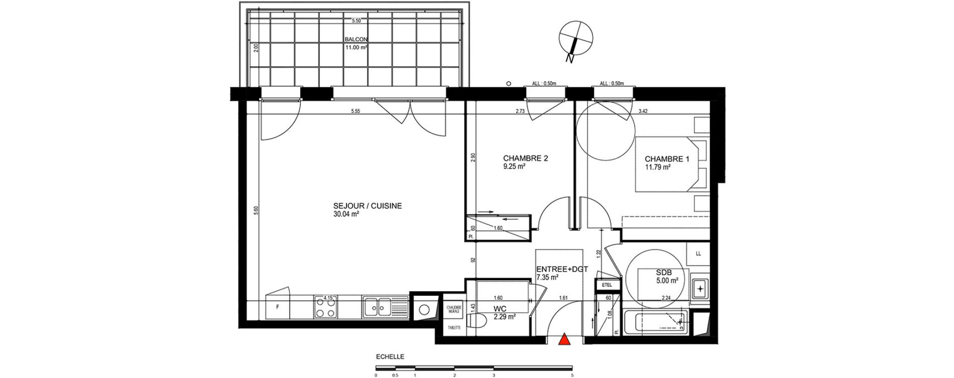 Appartement T3 de 65,72 m2 &agrave; Publier Centre