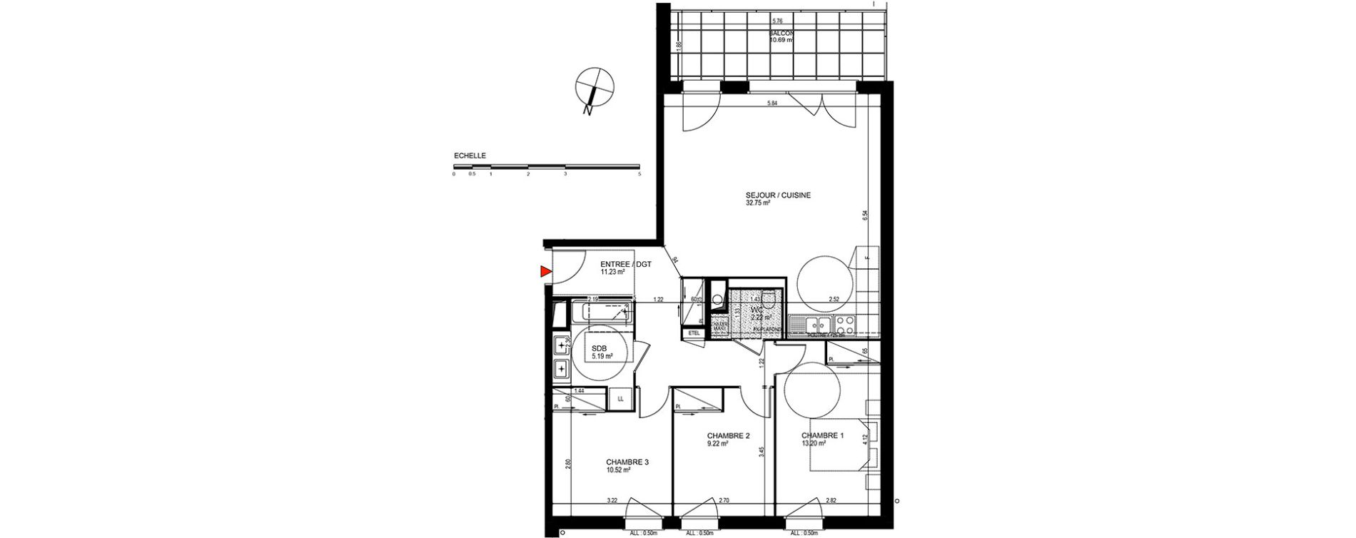 Appartement T4 de 84,33 m2 &agrave; Publier Centre