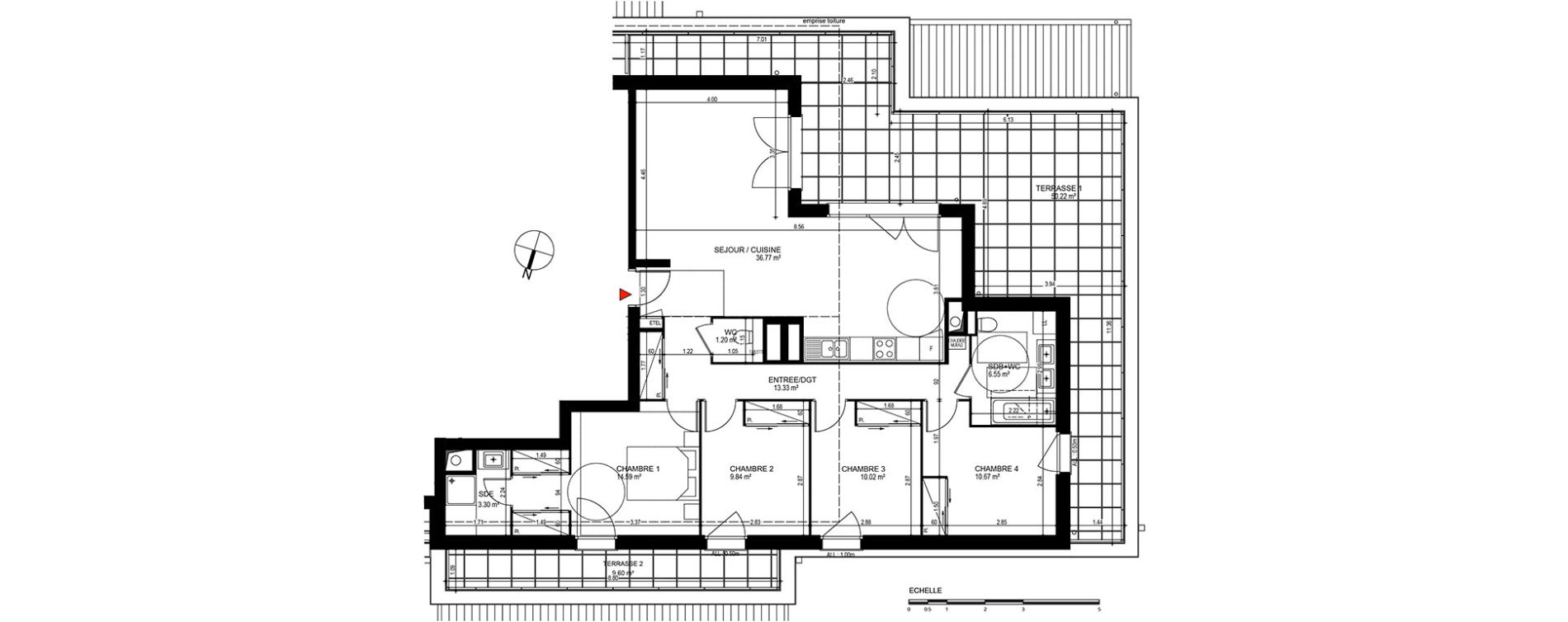 Appartement T5 de 106,27 m2 &agrave; Publier Centre