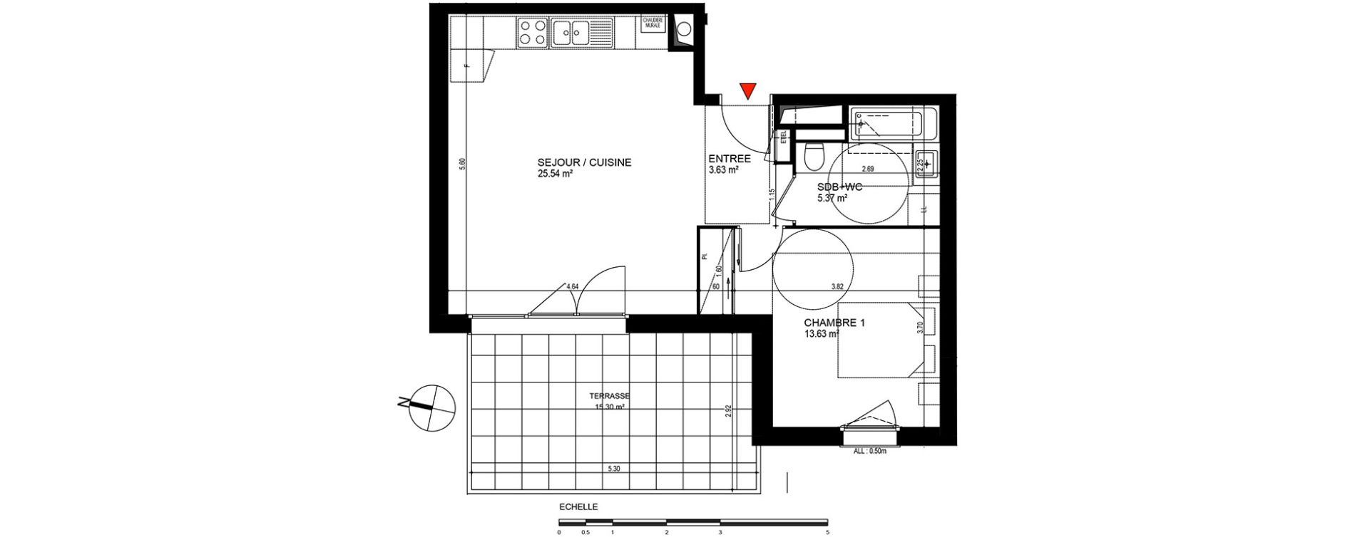 Appartement T2 de 48,17 m2 &agrave; Publier Centre