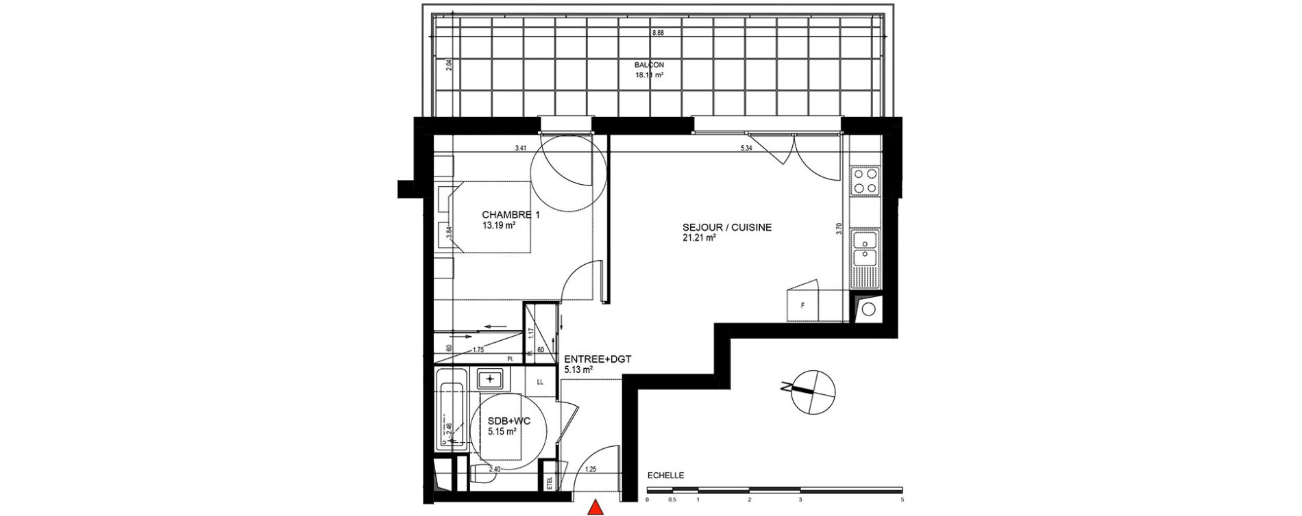 Appartement T2 de 44,68 m2 à Publier Centre