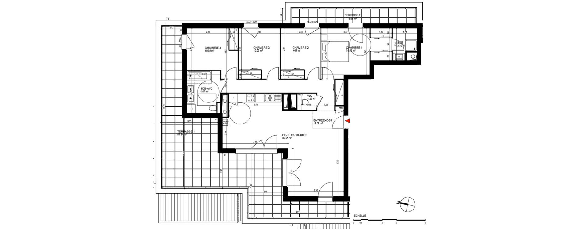 Appartement T5 de 105,57 m2 &agrave; Publier Centre
