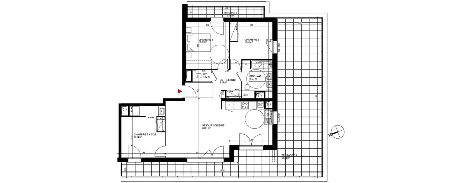 Appartement T4 de 85,22 m2 &agrave; Publier Centre