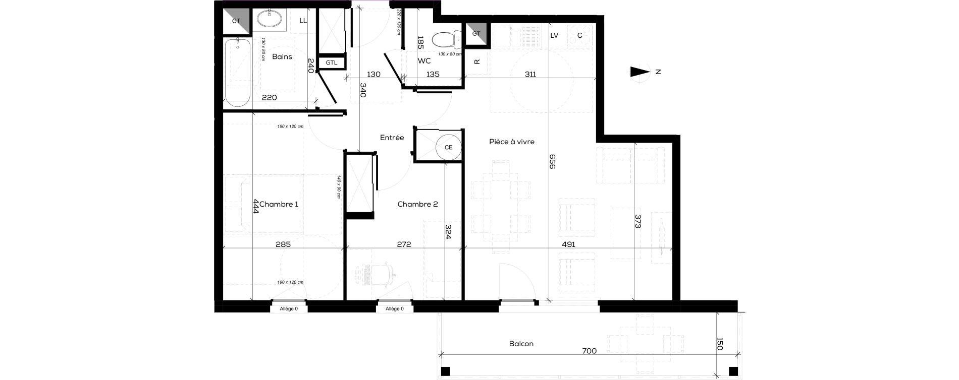 Appartement T3 de 63,65 m2 &agrave; Publier Centre
