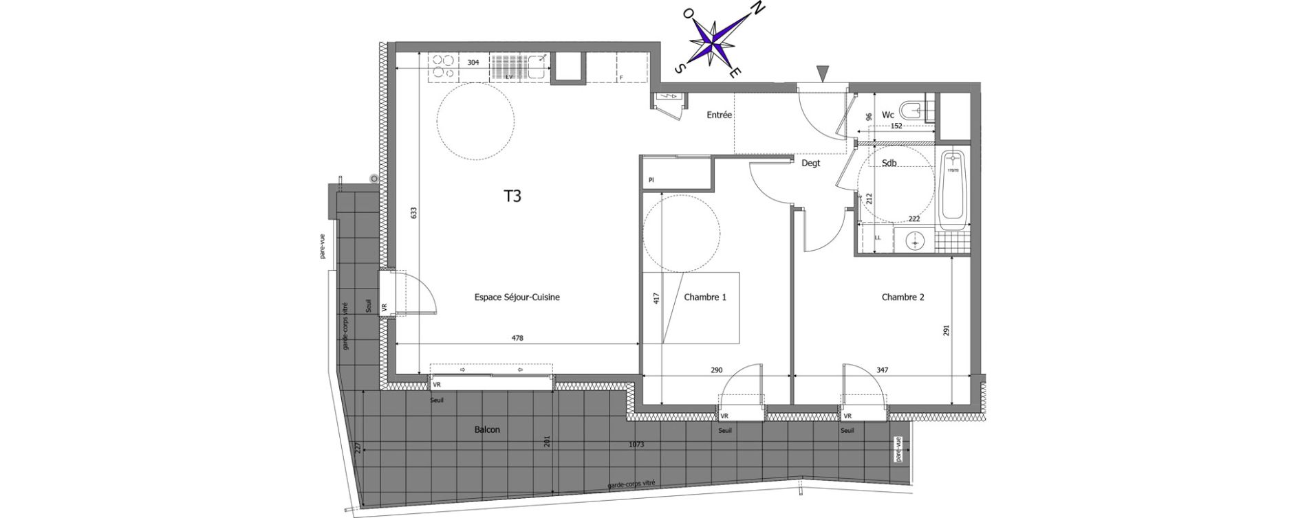 Appartement T3 de 67,45 m2 &agrave; Reignier-&Eacute;sery Centre