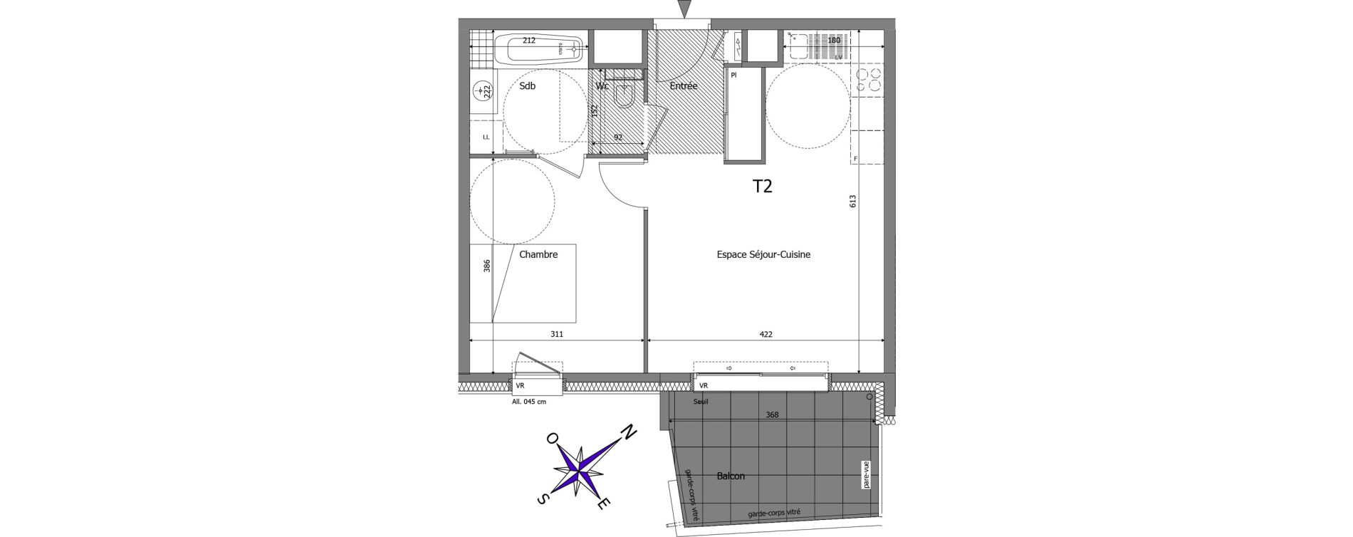 Appartement T2 de 42,78 m2 &agrave; Reignier-&Eacute;sery Centre