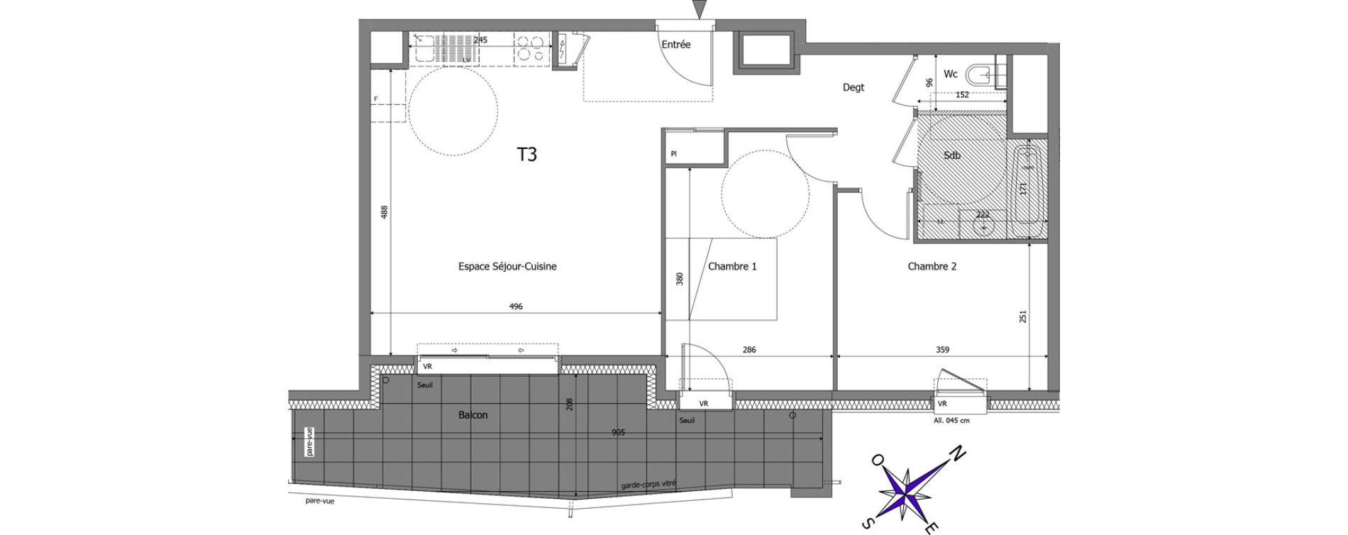 Appartement T3 de 61,94 m2 &agrave; Reignier-&Eacute;sery Centre