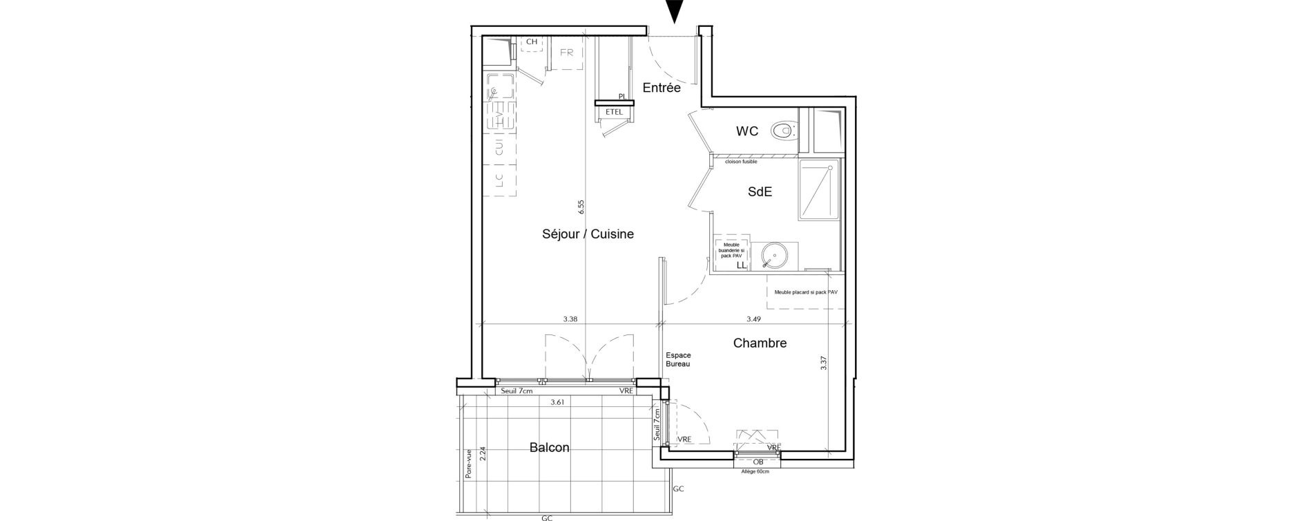 Appartement T2 de 43,68 m2 &agrave; Rumilly Centre