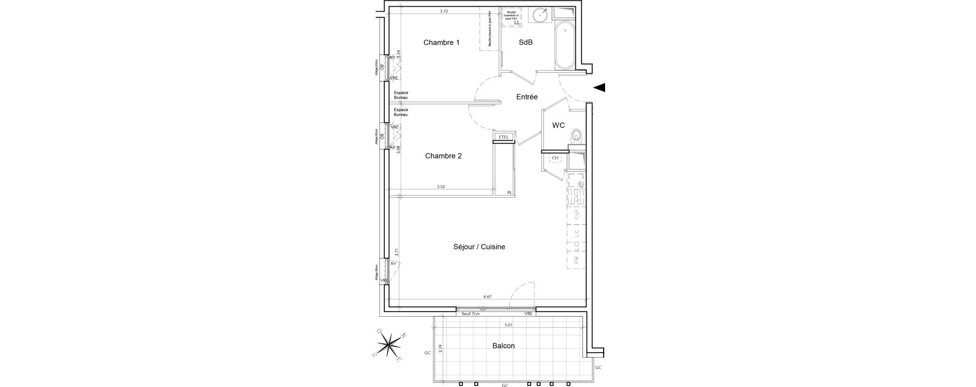 Appartement T3 de 64,28 m2 &agrave; Rumilly Centre