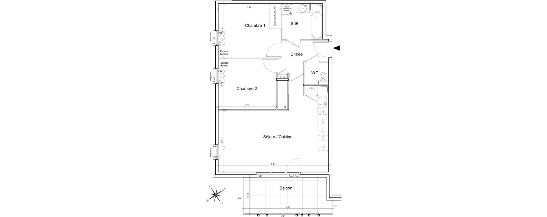 Appartement T3 de 64,28 m2 &agrave; Rumilly Centre