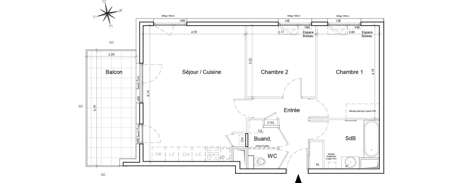 Appartement T3 de 64,29 m2 &agrave; Rumilly Centre