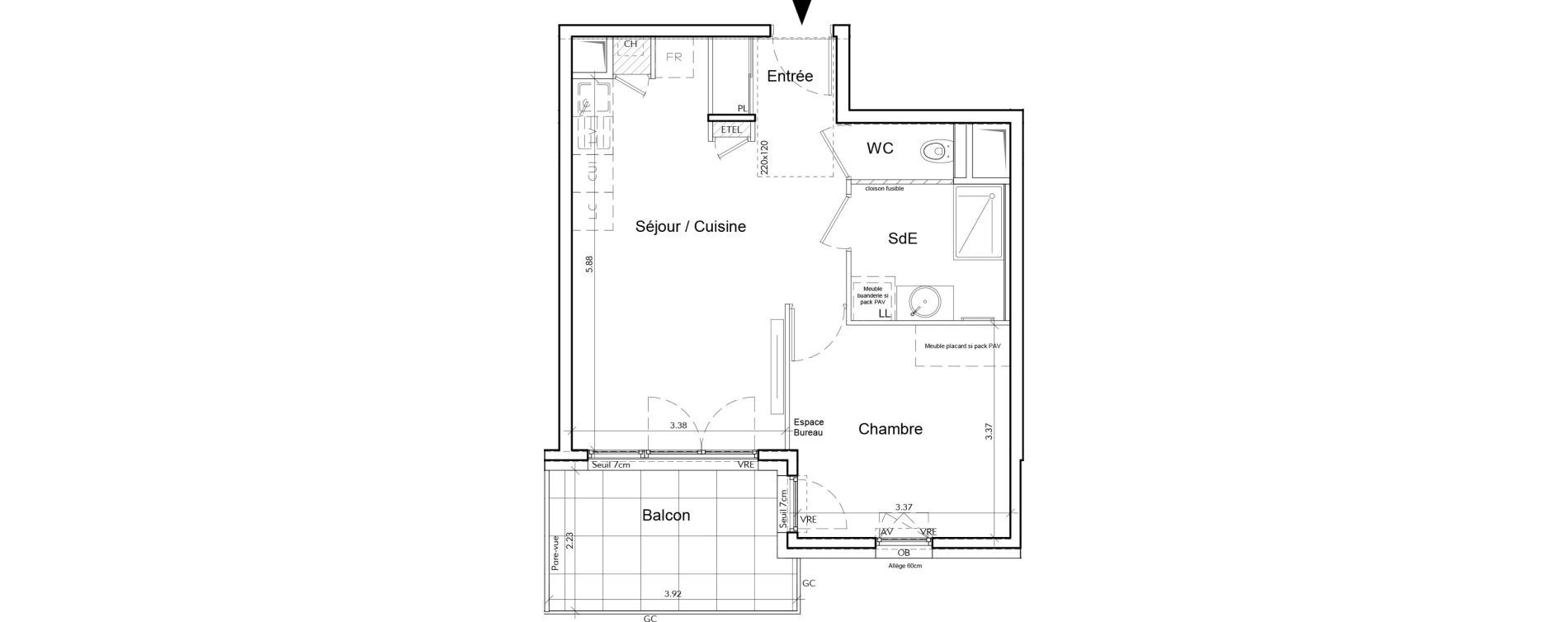 Appartement T2 de 43,68 m2 &agrave; Rumilly Centre
