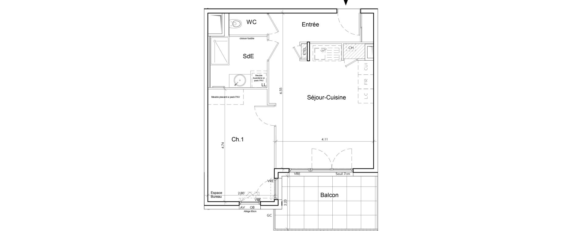 Appartement T2 de 46,24 m2 &agrave; Rumilly Centre
