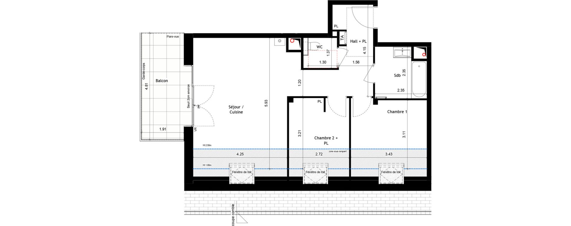 Appartement T3 de 62,27 m2 &agrave; Rumilly Centre