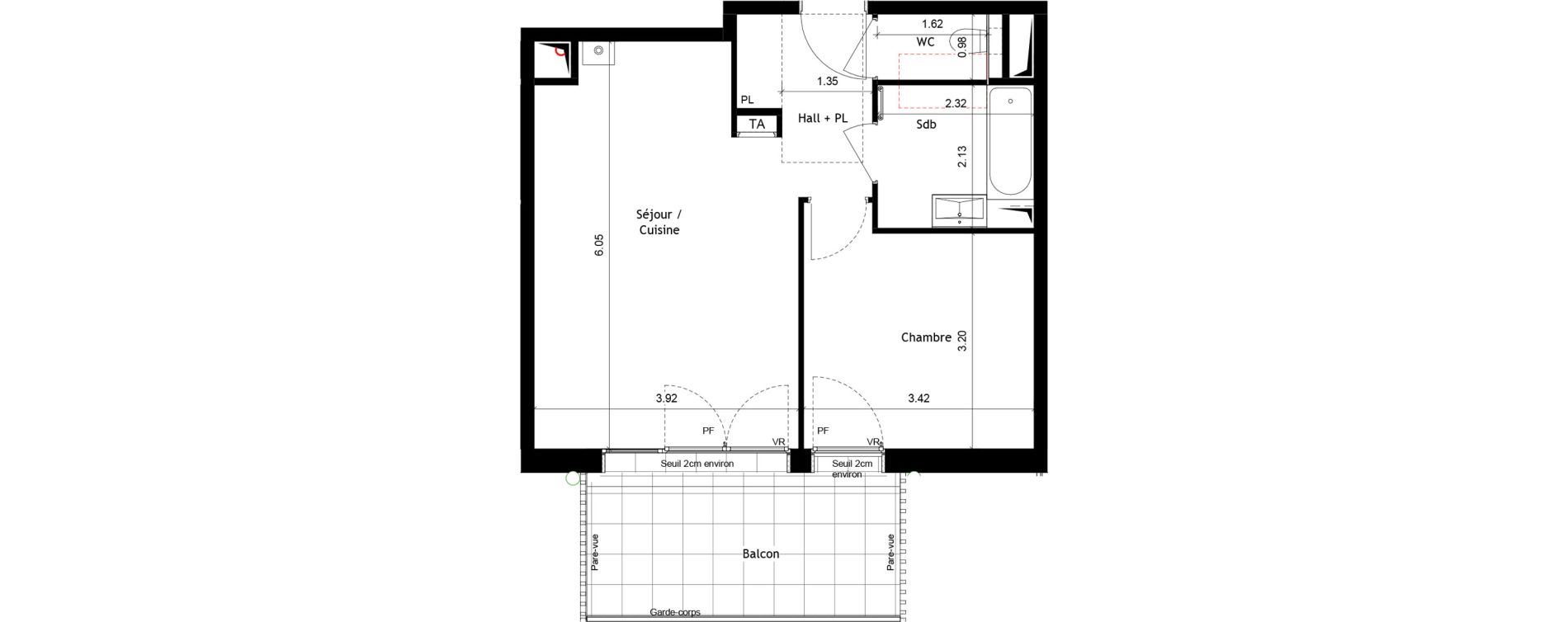 Appartement T2 de 44,17 m2 &agrave; Rumilly Centre