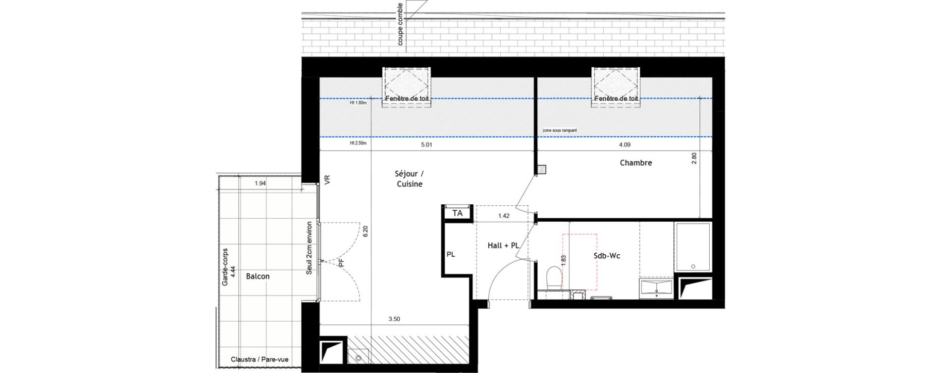 Appartement T2 de 46,56 m2 &agrave; Rumilly Centre