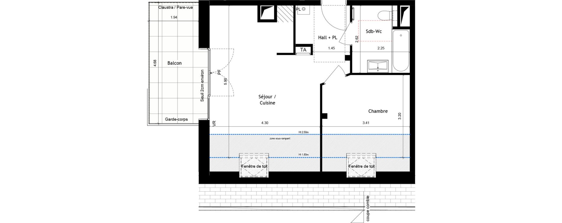 Appartement T2 de 44,21 m2 &agrave; Rumilly Centre