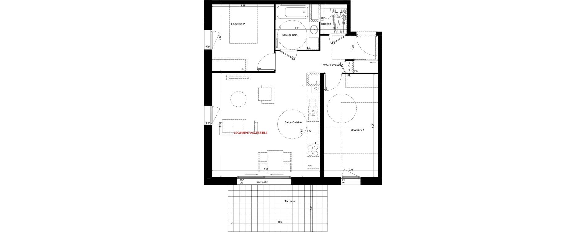 Appartement T3 de 68,54 m2 &agrave; Rumilly Centre
