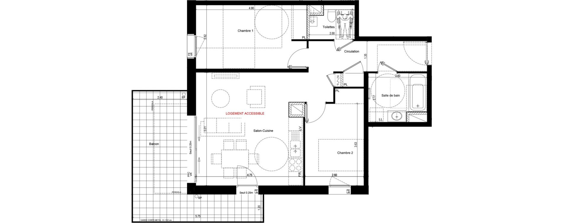 Appartement T3 de 64,58 m2 &agrave; Rumilly Centre