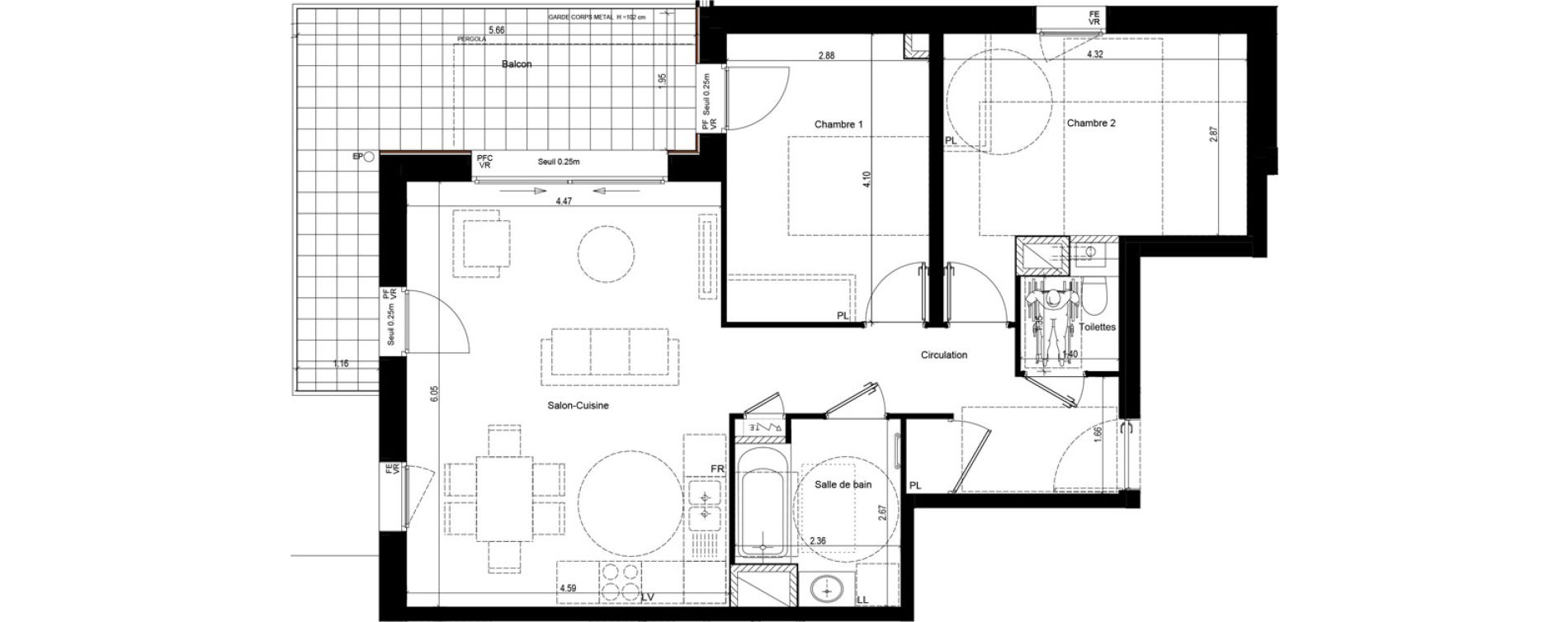 Appartement T3 de 69,48 m2 &agrave; Rumilly Centre