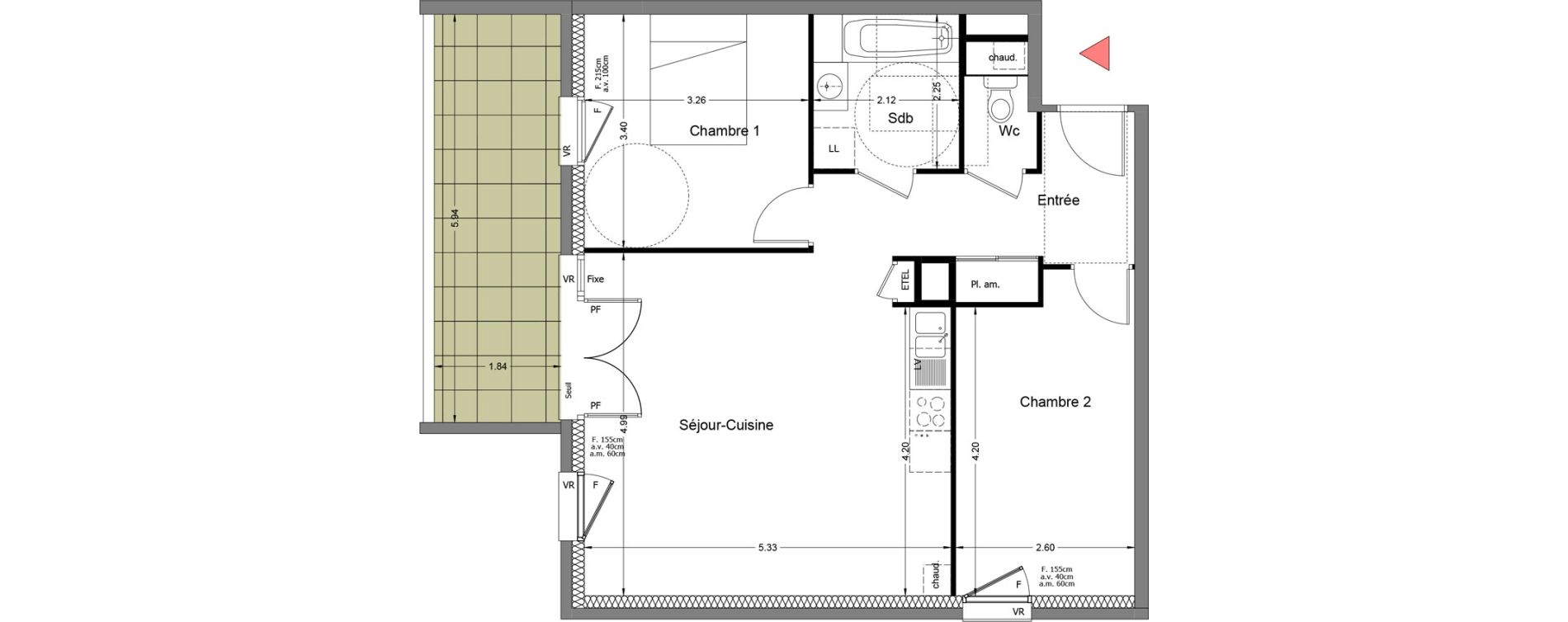 Appartement T3 de 62,44 m2 &agrave; Rumilly Centre