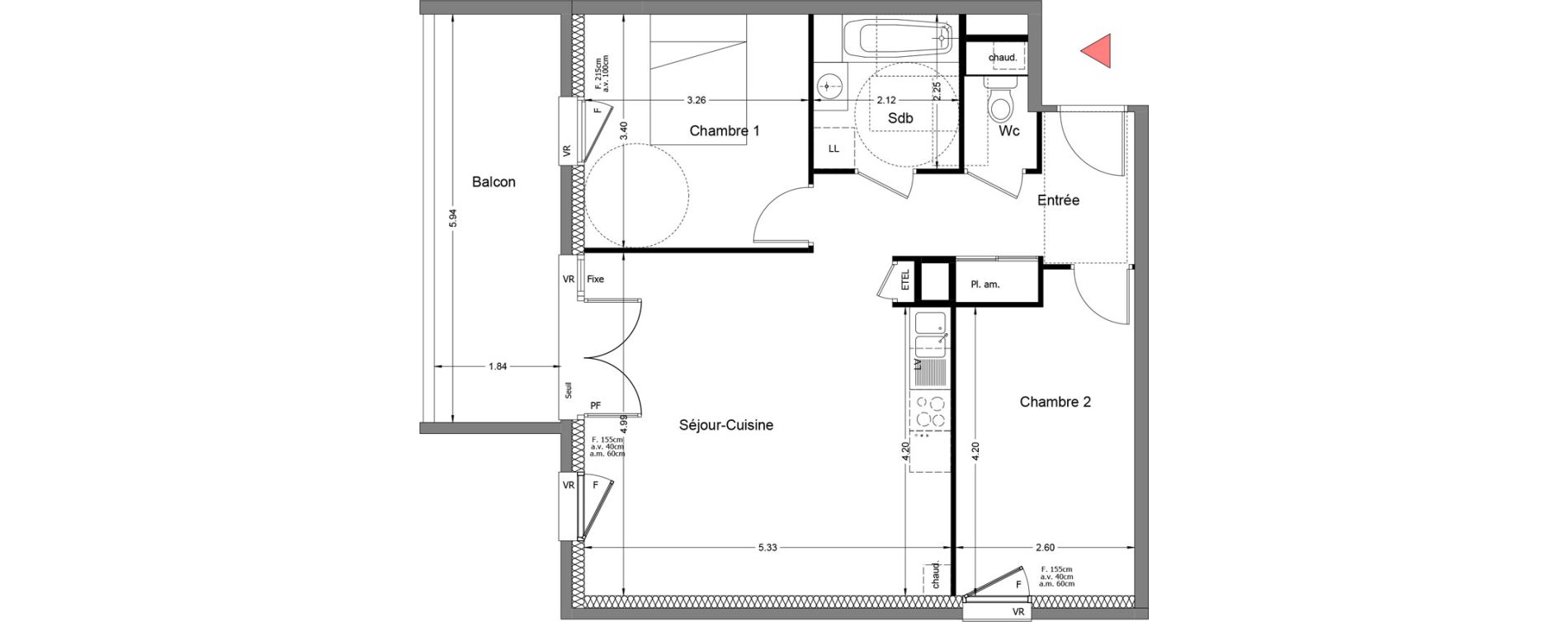 Appartement T3 de 62,44 m2 &agrave; Rumilly Centre