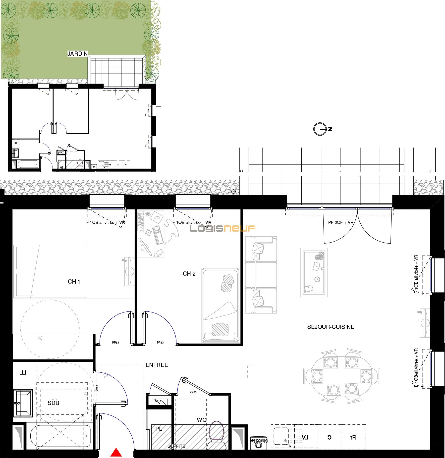 Appartement T3 de 64.00 m2 RDC O Ocarina Rumilly ref 614