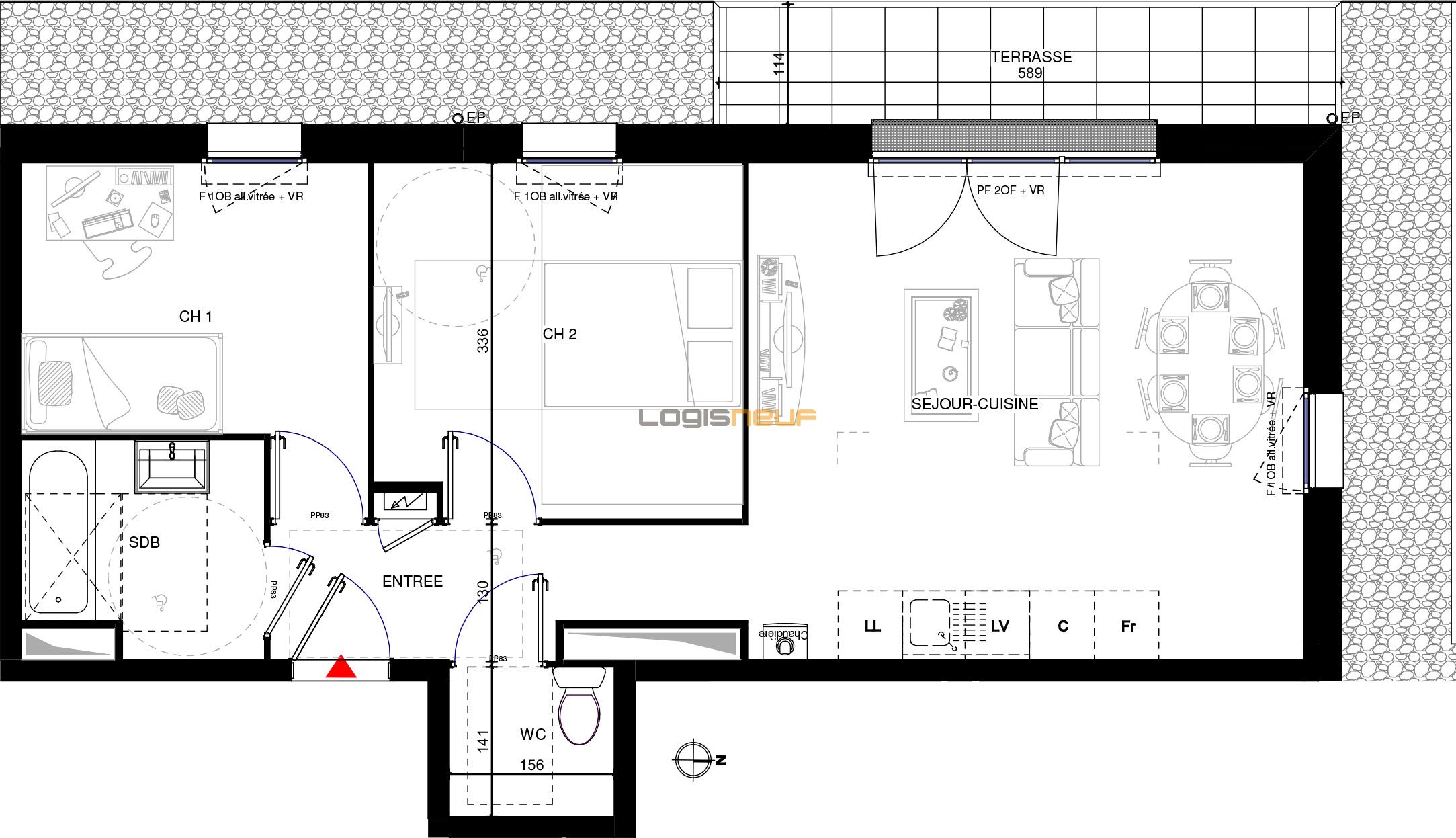 Appartement T3 de 57.00 m2 3ème étage O Ocarina Rumilly ref 640
