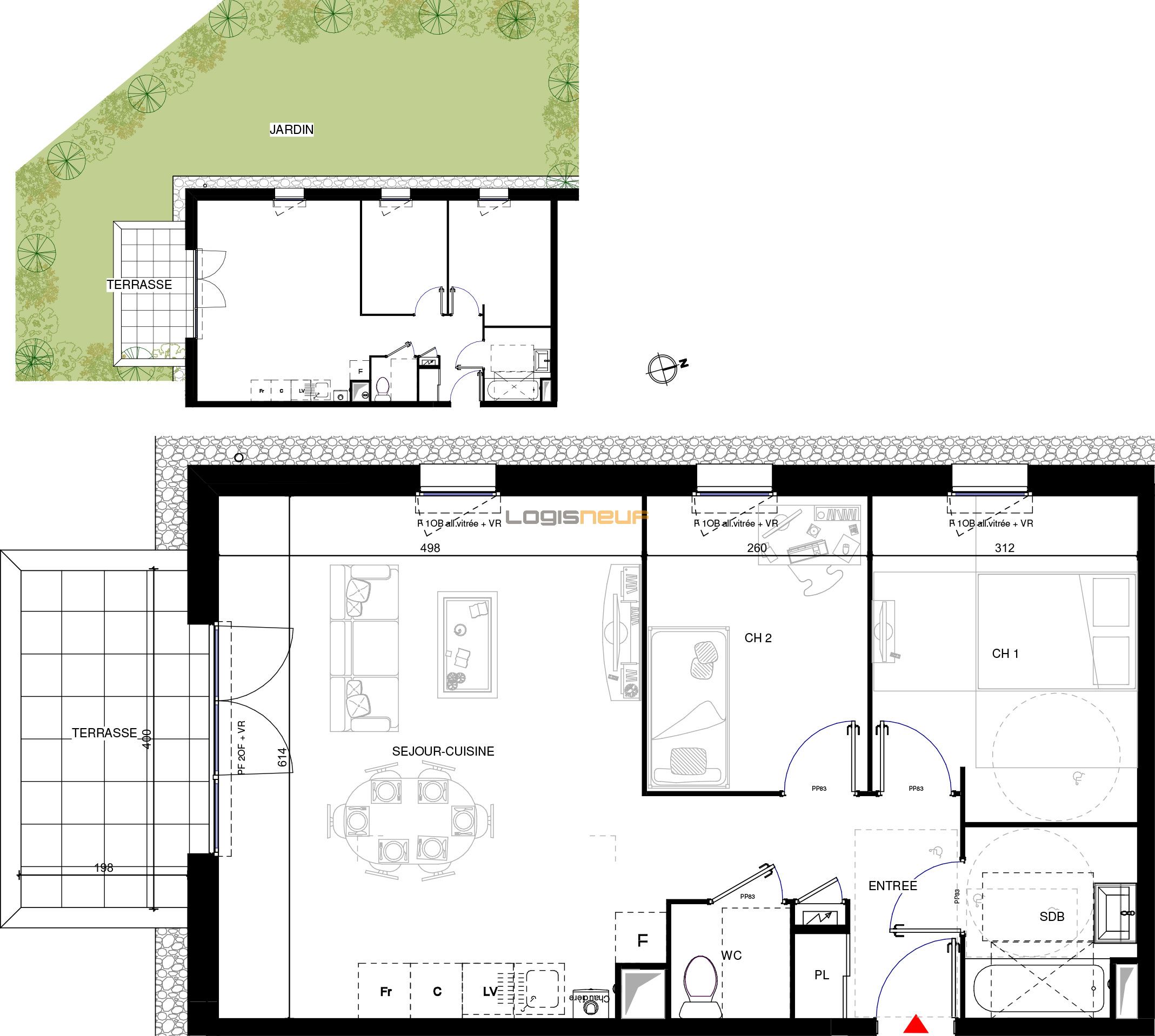 Appartement T3 de 64.00 m2 RDC S Ocarina Rumilly ref 647